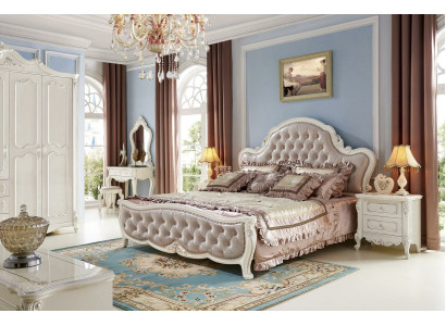 Łóżko Stolik nocny Toaletka Sypialnia Stołek Zestaw 6 szt. Solidne drewno