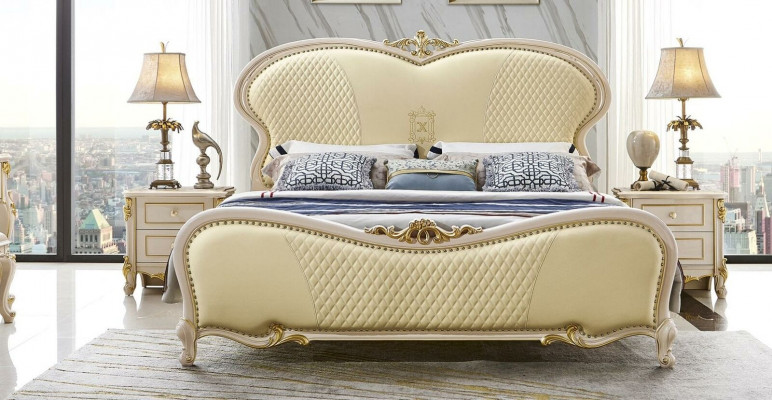 Projektant Chesterfield Skóra Double Luxury Łóżko łóżka Sleep Pokój Solidne drewno