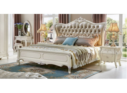 Łóżko Royal Chesterfield Palace Skóra łóżko Hotel Podwójne łóżko Solidne drewno