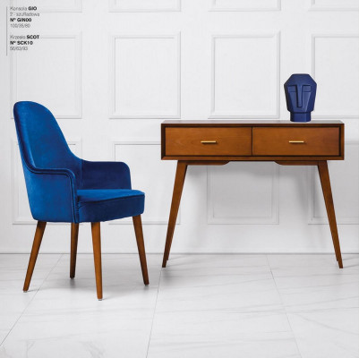 Krzesło do jadalni Krzesło Fotel miejsce do siedzenia 1 Siedziba ClubFotel Material Blue jadalnia Drewno