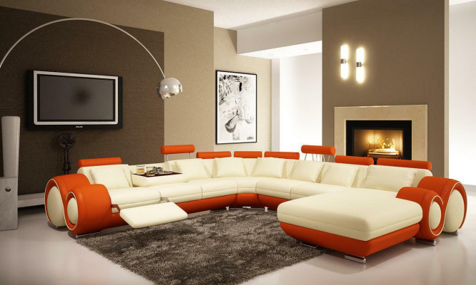 Wielofunkcyjna skórzana kanapa Siedziba Podkładka Living Room Decor Skóra Ustawić Sofę