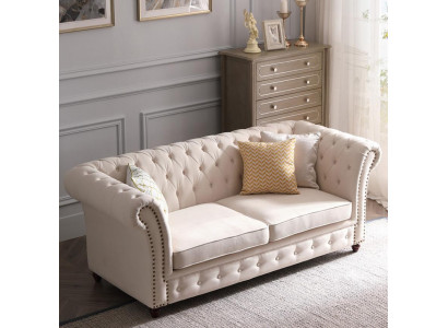 Chesterfield Zestaw sofowy 321 Żywy krajobraz Siedziba Design Couch Sofy Sofa skórzana