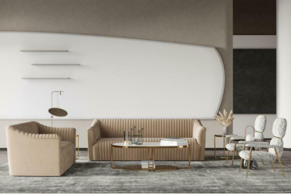 Zestaw sofowy 3+1 miejsce do siedzenia Żywy krajobraz Relaks Aksamit Siedziba Design Couch Lounge Nowość
