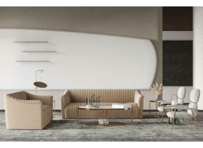 Zestaw sofowy 3+1 miejsce do siedzenia Żywy krajobraz Relaks Aksamit Siedziba Design Couch Lounge Nowość