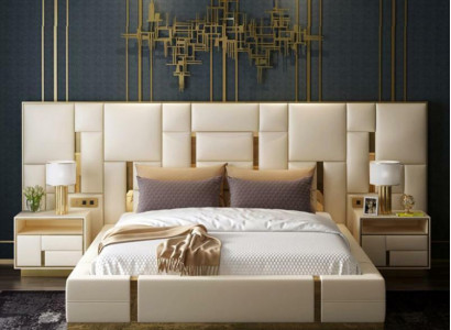 Łóżko Podkładka Design Luxury Drewno Double Hotel łóżko Marriage Sleep Pokój