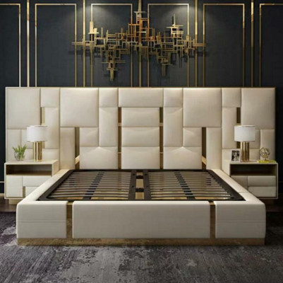 Łóżko Podkładka Design Luxury Drewno Double Hotel łóżko Marriage Sleep Pokój