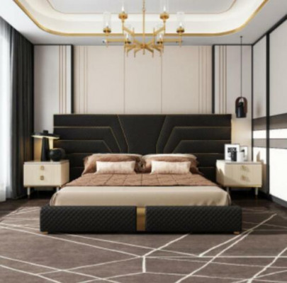 Designerskie łóżko 180x200 Skóra Włókiennicze łóżko Double Sleep Pokój Luxury