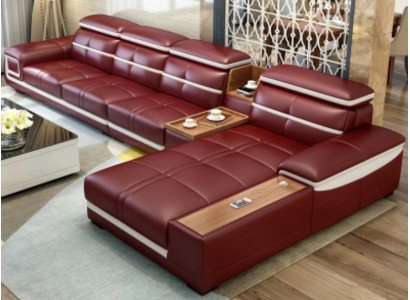 Luksusowa Narożnikowa kanapa L-shape sztuczna skóra Narożnik tapicerowana sofa Siedziba design kanapa sofy Czerwony Nowość