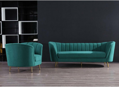 Żywy krajobraz Relaks Aksamit Siedziba Design Couch Lounge Zestaw sofowy 3+1 miejsce do siedzenia Meble