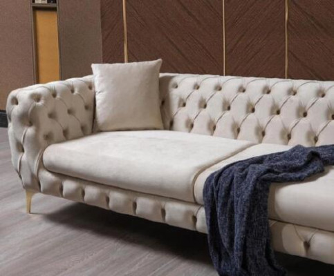 Sofa trzyosobowa luksusowa Chesterfield 3 miejsce do siedzenia Kanapy Szare Sofy Aksamit Nowa Kanapa