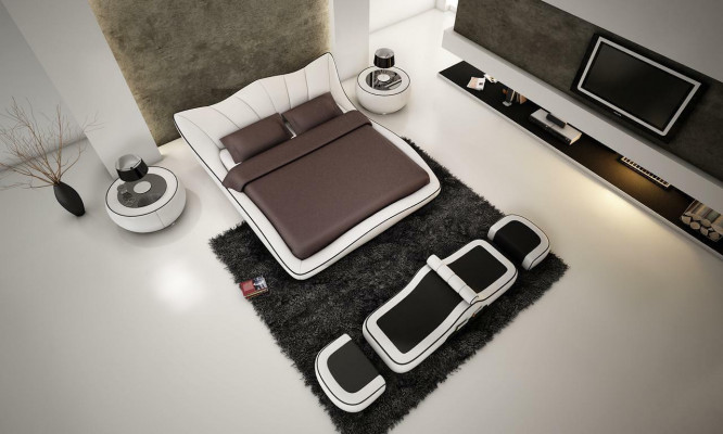 Nowoczesny Design Łóżko XXL Łóżko dekoracyjne Luksusowy Styl Dwuosobowy Hotel Skóra