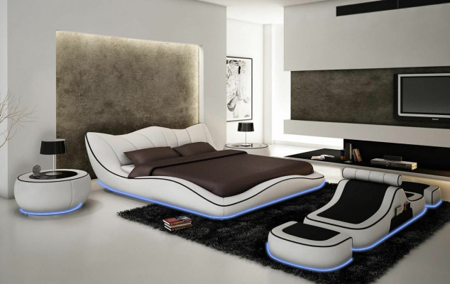 Nowoczesny Design Łóżko XXL Łóżko dekoracyjne Luksusowy Styl Dwuosobowy Hotel Skóra