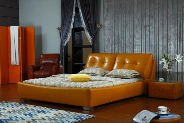 Designerskie łóżko Sypialnia Podwójne łóżko łóżko Skóra Hotel Luxury Podkładka