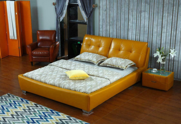 Designerskie łóżko Sypialnia Podwójne łóżko łóżko Skóra Hotel Luxury Podkładka