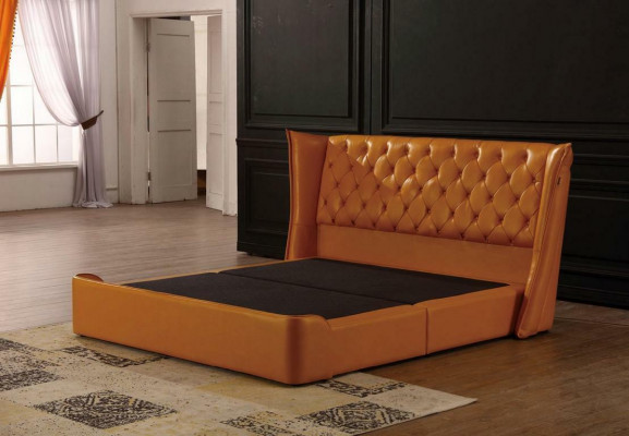 Designerskie Podwójne łóżko łóżko Skóra Chesterfield Luxury Hotel Sypialnia