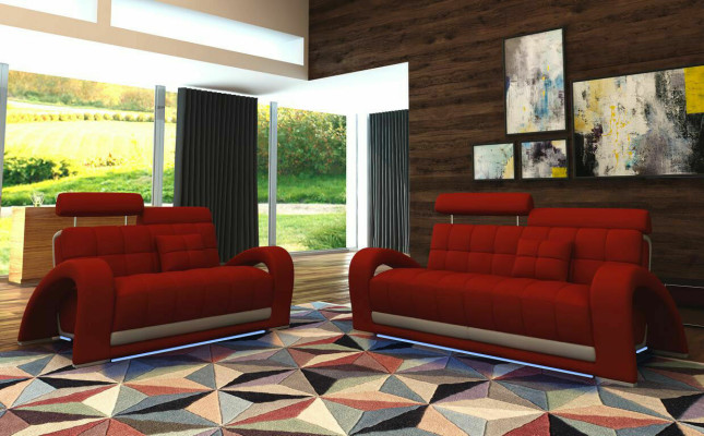 Skórzana sofa kanapa Żywy krajobraz 3+2 miejsce do siedzenia Design Modern Sofa 2232