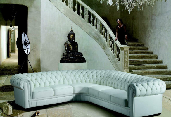 Klasyczny Chesterfield Podkładka Siedziba Narożnik Skóra Decor Ustawić Żywy krajobraz