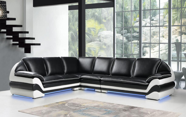 Skórzana sofa kanapa Żywy krajobraz w kształcie litery L nowoczesna sofa klasyczna