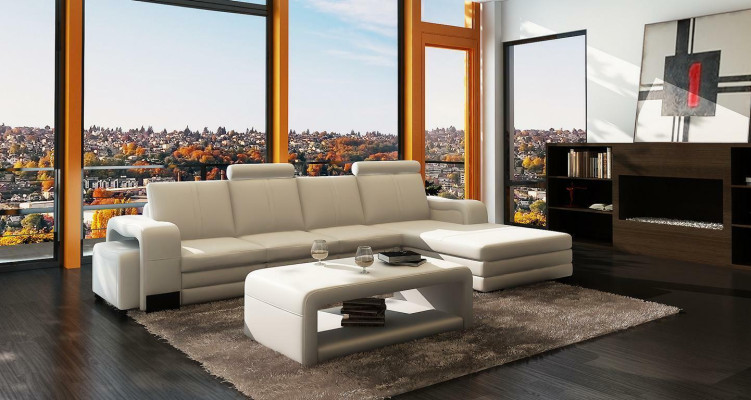 Skórzana sofa kanapa sofy XXL Narożnikowa kanapa Żywy krajobraz w kształcie litery L nowoczesny design