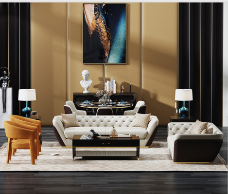 Sofa 3 miejsce do siedzenia Sofa Żywy krajobraz Ustawić Deco Design Nowoczesna Sofa Siedziba