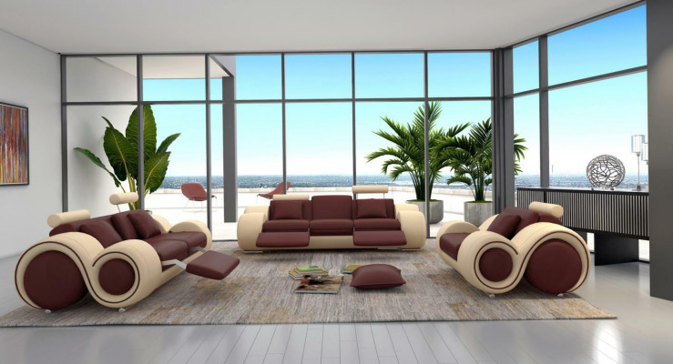 Skórzana sofa kanapa Żywy krajobraz 3 miejsce siedzące Design Modern Sofa 3-SeaterBerlin