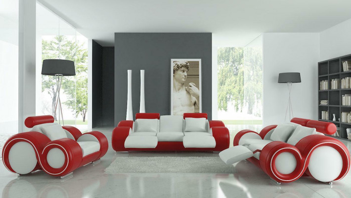 Skórzana sofa kanapa Żywy krajobraz 3 miejsce siedzące Design Modern Sofa 3-SeaterBerlin