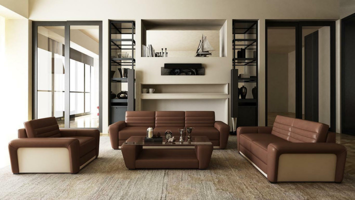 Skórzana sofa kanapa Żywy krajobraz 3+2 miejsce do siedzenia zaprojektuj nowoczesną sofę do salonu