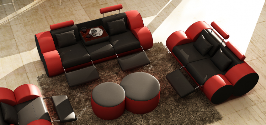 Zestaw sofowy Design Couch 3+2 Zestaw Podkładka Skóra Sofa Salon Obcios