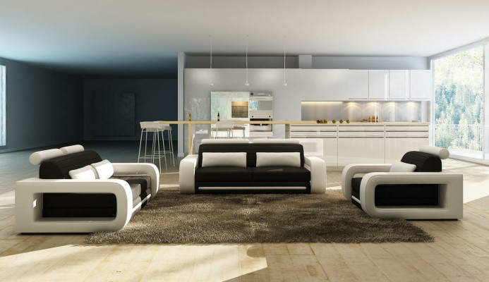 Skórzana sofa Couch Żywy krajobraz 3+2 miejsce do siedzenia Design Modern Sofa Zestaw sofowy