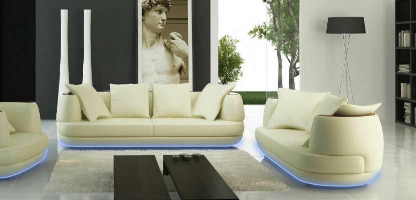 Zestaw sofowy Design Couch 3+2 Zestaw Podkładka Skóra Sofa Salon Obcios