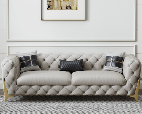 Kanapa Aksamit Skóra sofa do salonu kanapy Chesterfield 3-osobowa
