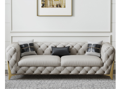 Kanapa Aksamit Skóra sofa do salonu kanapy Chesterfield 3-osobowa