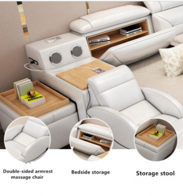 Double Luxury Design Skóra Łóżko Podkładka do łóżka USB Hotel Wielofunkcyjna