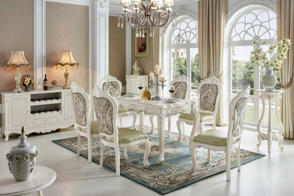 Barokowy Stół obiadowy Tabela Grupa Salon Ustawić jadalnię Drewno Design
