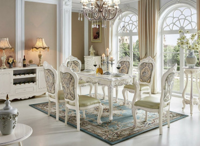 Barokowy Stół obiadowy Tabela Grupa Salon Ustawić jadalnię Drewno Design