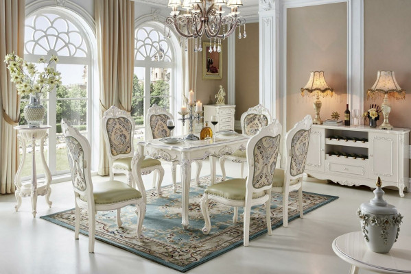 Barokowy Stół obiadowy Tabela Grupa Salon Ustawić jadalnię Drewno Design