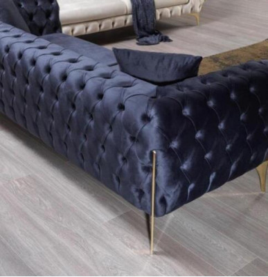 Sofa trzyosobowa luksusowa Chesterfield 3 miejsce do siedzenia Kanapy Sofy Niebieskie Aksamit Nowa Kanapa