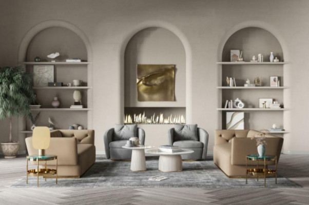 Żywy krajobraz Relaks Siedziba Design Couch Lounge Sofy Włókienniczy Sofa 3 miejsce siedzące