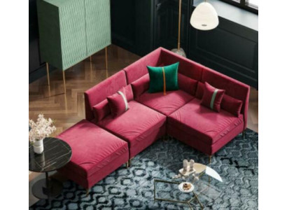 Żywy krajobraz Narożnikowa kanapa L-form Relaks Aksamit Solidne drewno Siedziba Design Couch Lounge nowość