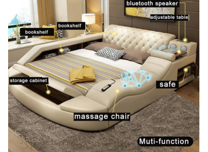 Wielofunkcyjne łóżko Luxury Design Skóra łóżka Hotel Double Zgłoszenie