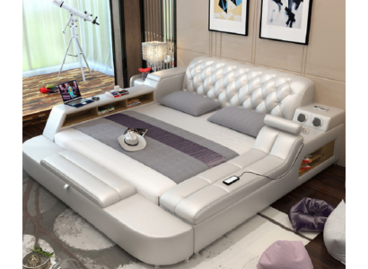 Design Łóżko Duże łóżko Skóra Hotel Podkładka 180x200 Wielofunkcyjna Półka
