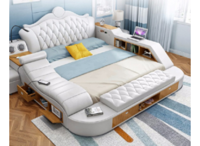 Podwójne luksusowe łóżko Podkładka łóżka 180x200 wielofunkcyjna Skóra Chesterfield
