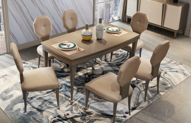 Zestaw 6x Krzesła Design Ustawić Krzesło Fotel Podkładka Grupa Włókienniczy Solidne drewno