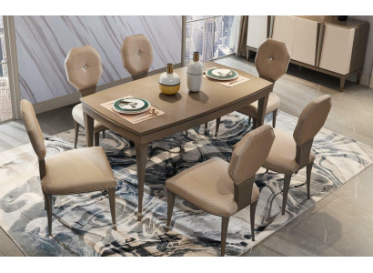 Zestaw 6x Krzesła Design Ustawić Krzesło Fotel Podkładka Grupa Włókienniczy Solidne drewno