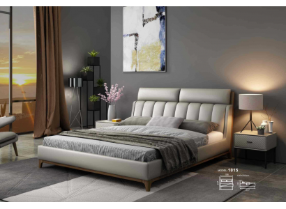 Nowoczesny design Łóżko 180x200 Skóra Drewno łóżko dwuosobowe w pokoju sypialnym