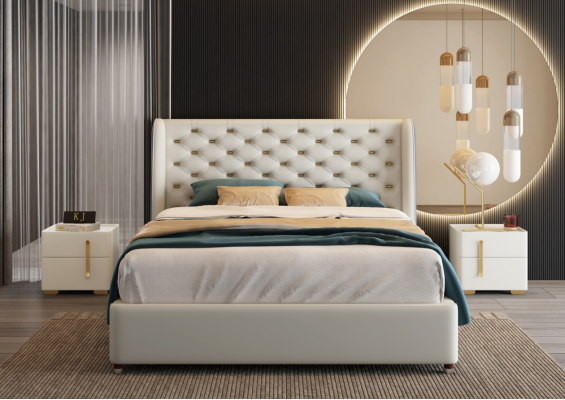 Łóżko Podkładka Design Luksusowe podwójne łóżko hotelowe Sleep Pokój Skóra Modern