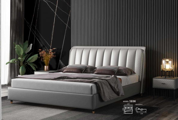 Designerskie łóżko Sypialnia łóżko Włókienniczy Skóra Hotel Luxury Podkładka XXL Big Drewno