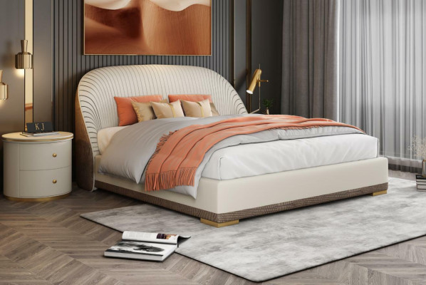 Designerskie Podwójne łóżko Hotel Luxury Skóra Sypialnia 150/180x200cm