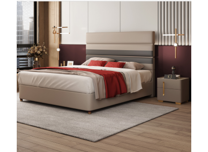 Skóra Podkładka do łóżka Hotel Luxury Designer Double Marriage Sypialnia Beżowa