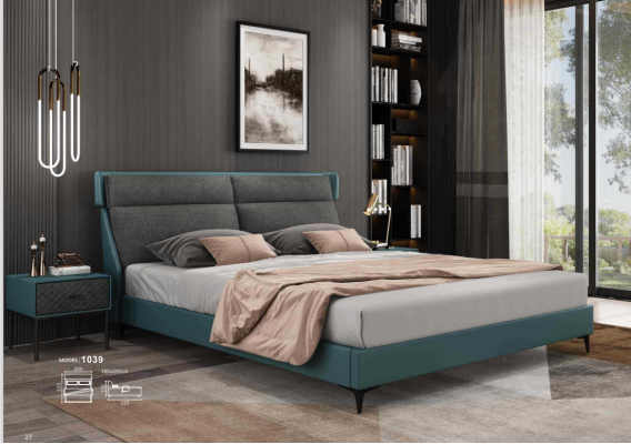Łóżko Classic Luxury Podkładka Skóra Włókienniczy Wysokiej Jakości Sypialnia Łóżko Nowe